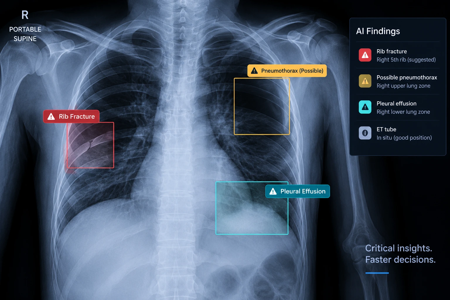 Illustrative annotated chest imaging supplied in the DiagnoSee presentation